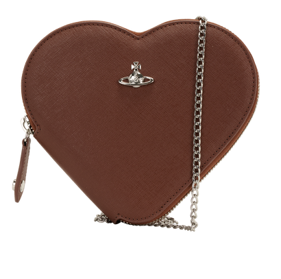 New Heart Crossbody, &pound;95, Handbags, Brown, Leather, Front view